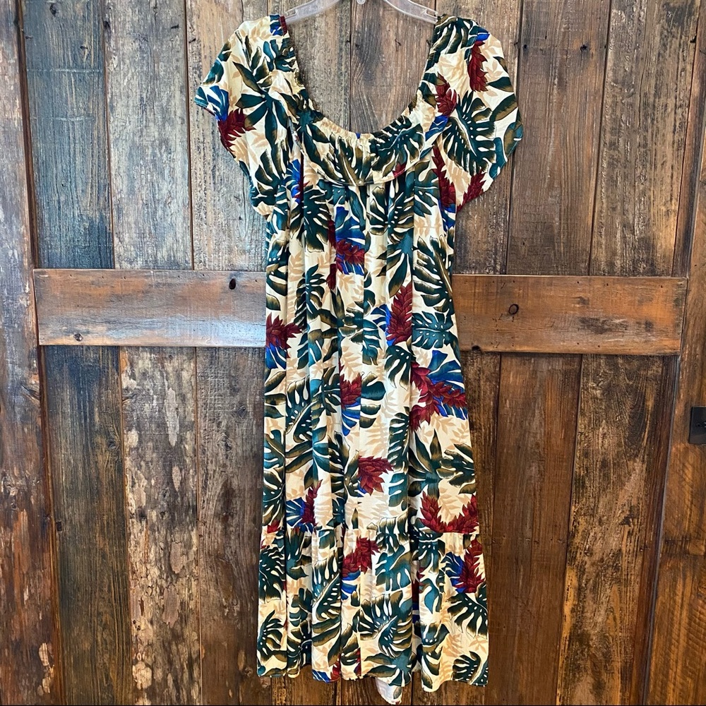 Hilo Hattie Vintage L Hawaiian Floral Ruffle Dress